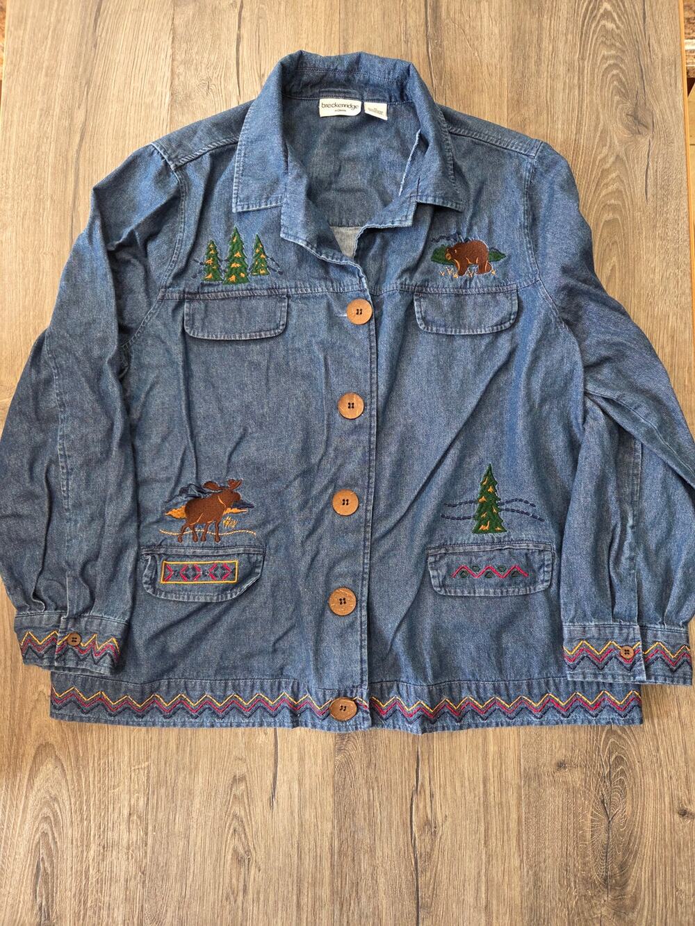 Breckenridge - Chambray Denim Long Sleeve Shirt - Moose embroidery - Women's 2X